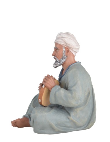 Pastor con pandereta - Fabricado en pasta cerámica.