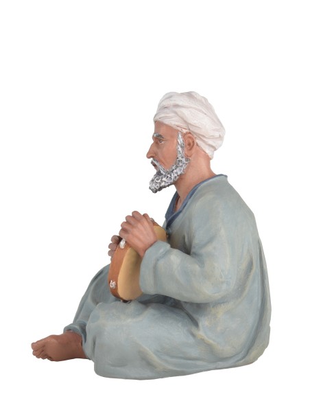 Pastor con pandereta - Fabricado en pasta cerámica.