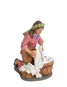 Pastora lavando con barreño. Fabricado en pasta cerámica Italiana