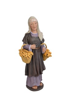 Anciana con cesta de dátiles. Fabricado en pasa cerámica Italiana.