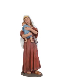 Pastora niño en brazos. Fabricado en pasta cerámica Italiana.