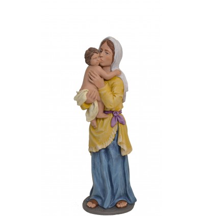 Pastora besando al niño. Fabricado en pasta cerámica Italiana