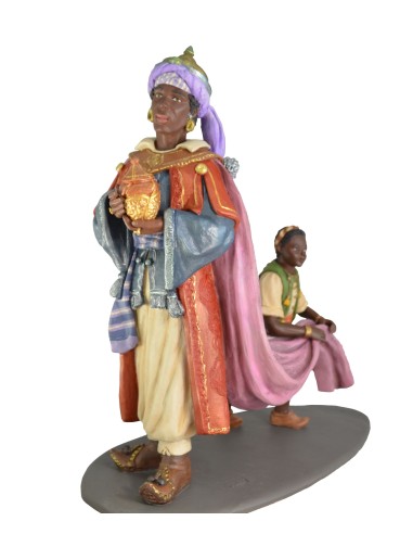 Grupo Reyes Adorando con pajes. FABRICADO EN PASTA CERÁMICA ITALIANA