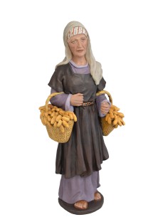 Anciana con cestas de dátiles. Fabricado en pasta cerámica Italiana
