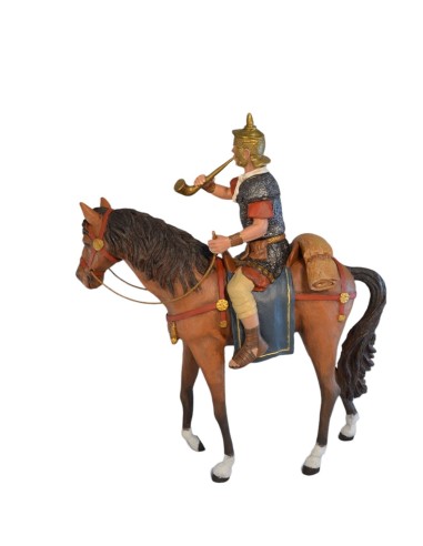 19127 legionario a caballo con trompeta. Fabricado en pasta cerámica Italiana.