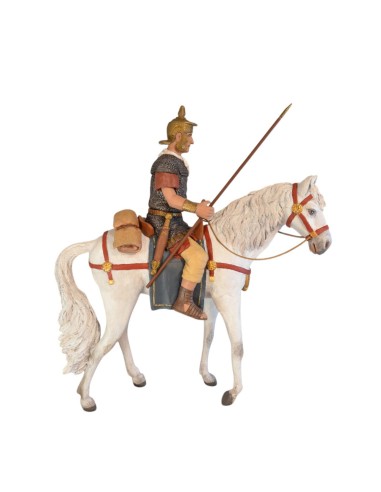 19130 Legionario a caballo con lanza. Fabricado en pasta cerámica Italiana.