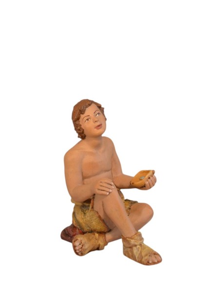 19077 Niño mendigo sentado - Fabricado en pasta cerámica Italiana.