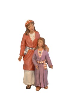 12026 Pastora joven con niña. Fabricado en pasta cerámica Italiana.