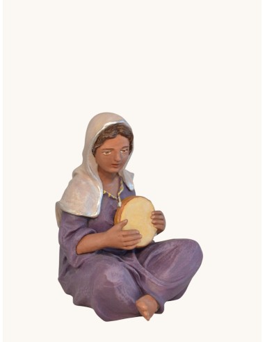 14114 Pastora con pandereta. Fabricado en pasta cerámica Italiana.