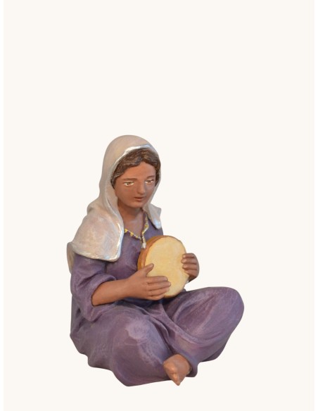 14114 Pastora con pandereta. Fabricado en pasta cerámica Italiana.