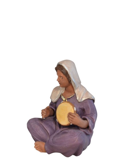 14114 Pastora con pandereta. Fabricado en pasta cerámica Italiana.