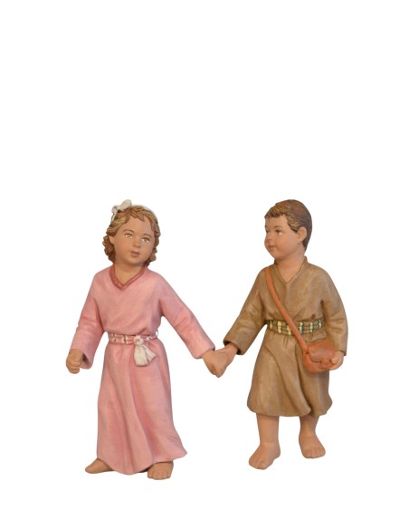 19117 Pareja niños cogidos de la mano. Fabricado en pasta cerámica Italiana.