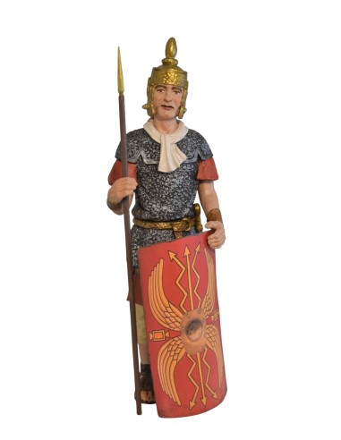 19132 Legionario romano con lanza y escudo. Fabricado en pasta cerámica Italiana.