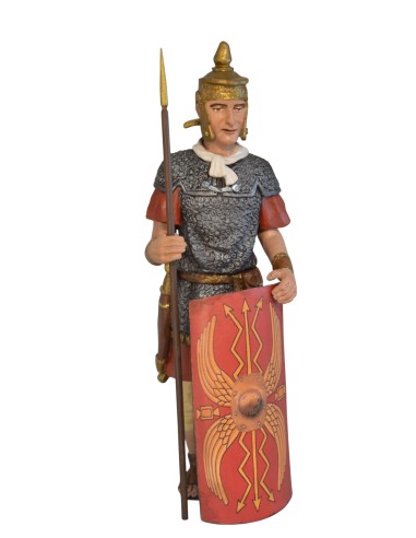 19134 Legionario romano con lanza y escudo. Fabricado en pasta cerámica Italiana.