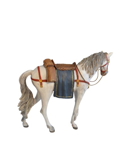 19139 Caballo con silla Blanco, Fabricado en pasta cerámica Italiana.