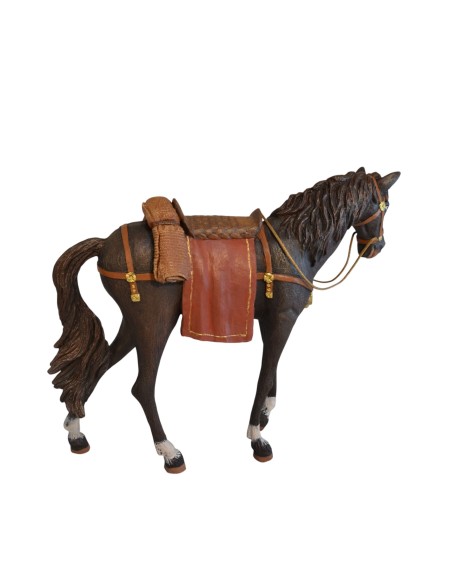 19139-1 Caballo con silla NEGRO, Fabricado en pasta cerámica Italiana.