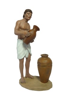 14058 Egipcio vaciando aceite. Fabricado en pasta cerámica Italiana.