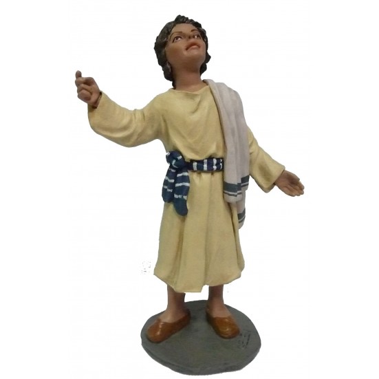 Niño en pié ( brazo en alto ) - Fabricado en pasta cerámica Italiana.