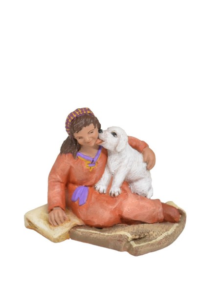 Niña sentada con perrito Niña sentada con perrito