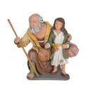 Pastor adorando con niña - Fabricado en pasta cerámica Italiana.