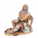 Mendigo sentado con perro Nº 12- Fabricado en pasta cerámica Italiana.