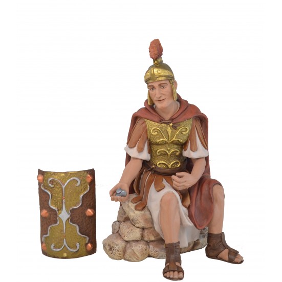 Soldado Romano sentado con Dinares - Fabricada en pasta cerámica Italiana