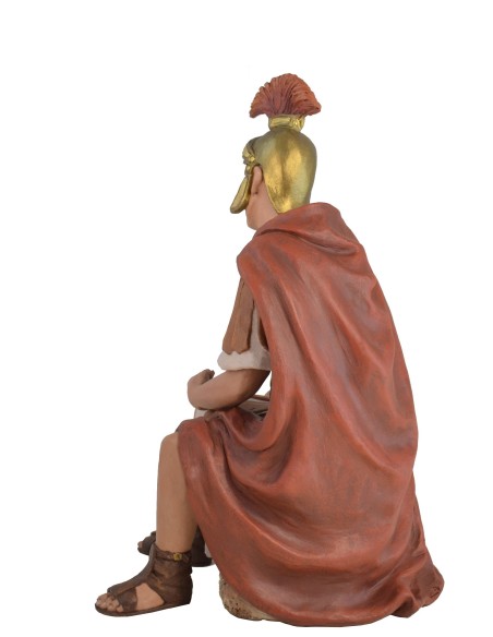 Soldado Romano sentado con Dinares + escudo - Fabricada en pasta cerámica Italiana