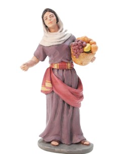 14015 Pastora con cesto fruta Nº 5.Fabricado en pasta cerámica Italiana.